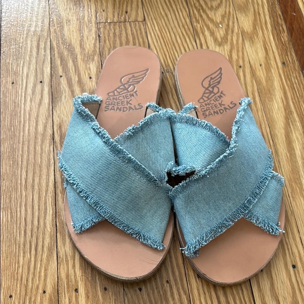 Ancient Greek Sandals Women's Blue Denim Sandals
